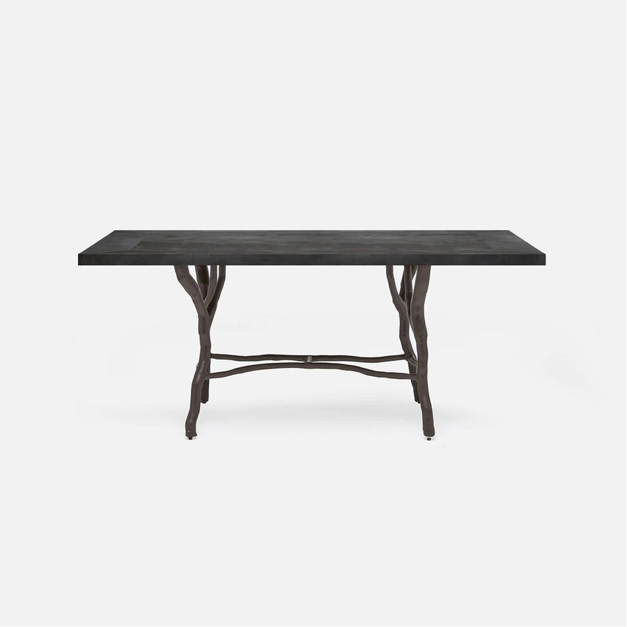 Made Goods Royce Abstract Branch Rectangular Dining Table in Zinc Metal Top