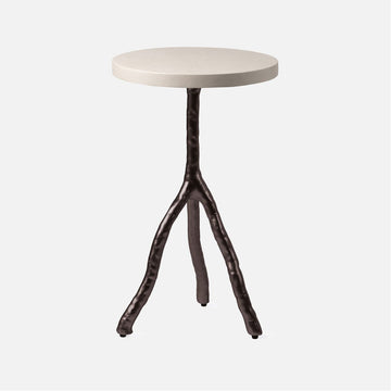 Made Goods Royce Abstract Branch 16-Inch Accent Table in Faux Canvas Top