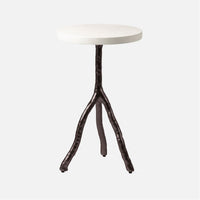 Made Goods Royce Abstract Branch 16-Inch Accent Table in Faux Canvas Top