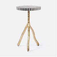 Made Goods Royce Abstract Branch 16-Inch Accent Table, Striped Marble