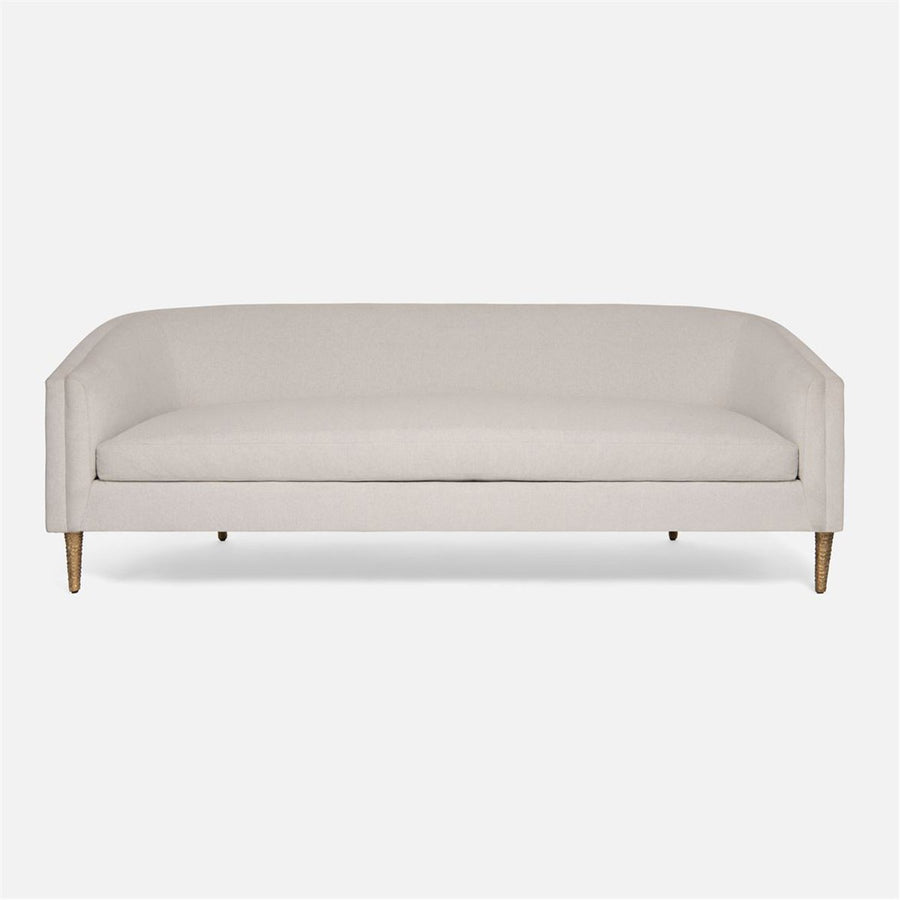 Made Goods Theron Upholstered Curved Back Sofa in Rhone Navy Leather