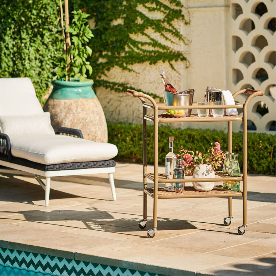 Made Goods Torrey Faux Rattan Outdoor Bar Cart