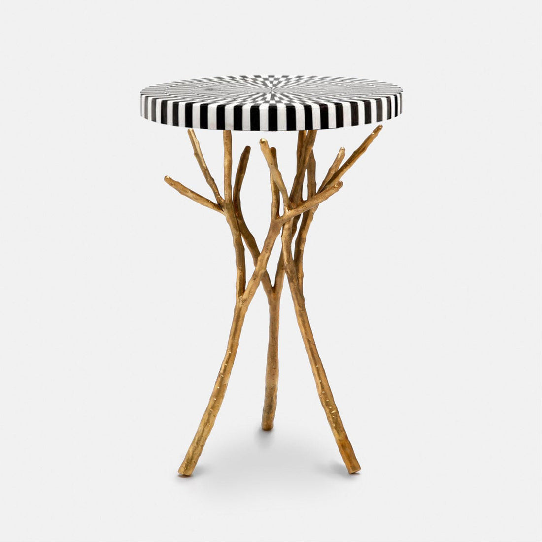 Made Goods Tressa Tree Bramble Table, Black/White Striped Marble