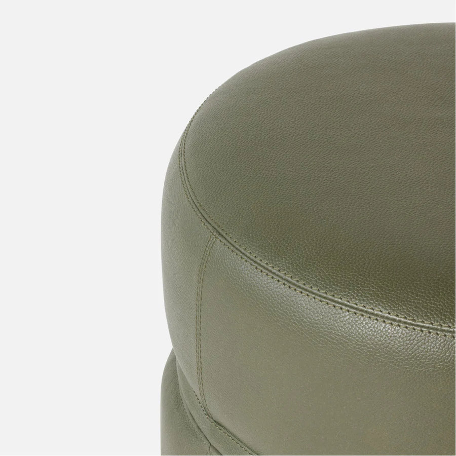 Made Goods Vaughn Round Ribbed Leather Stool