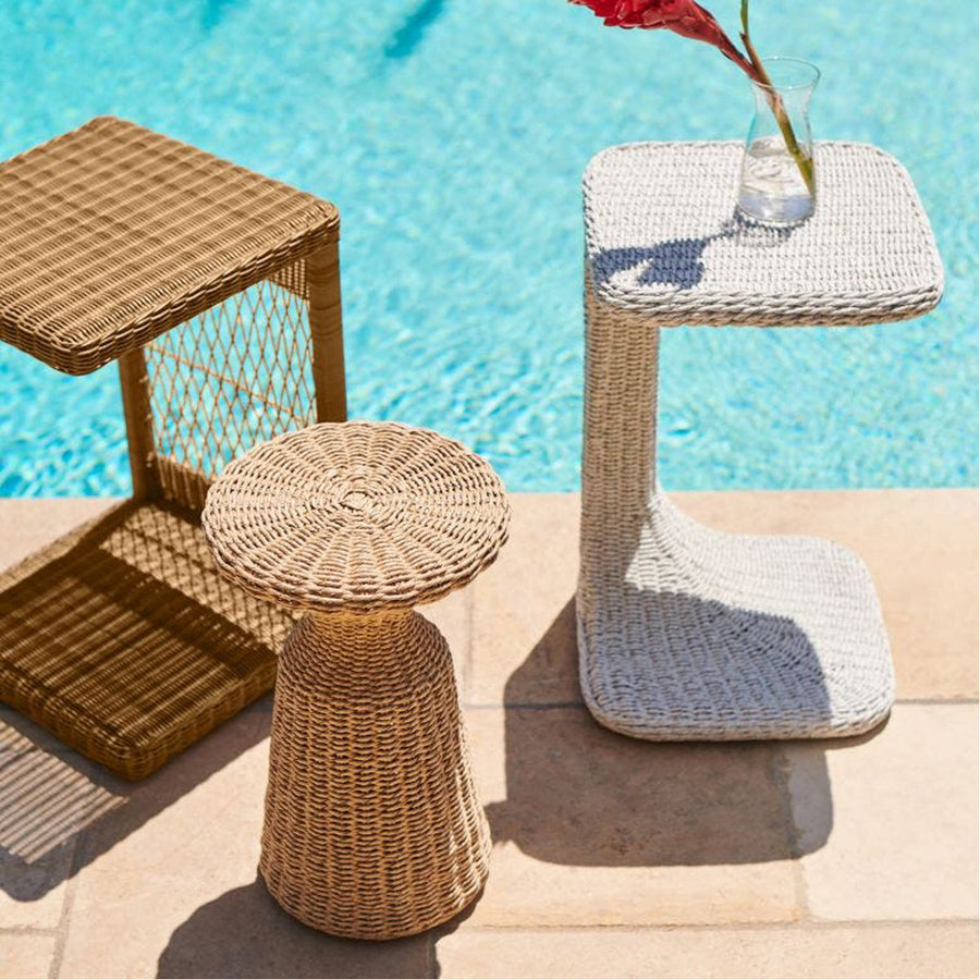 Made Goods VIV Woven Hourglass-Shaped Outdoor Drink Table