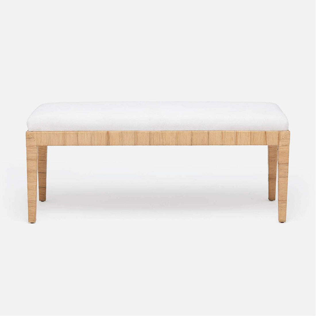 Made Goods Wren Upholstered Rattan Double Bench in Alsek Fabric