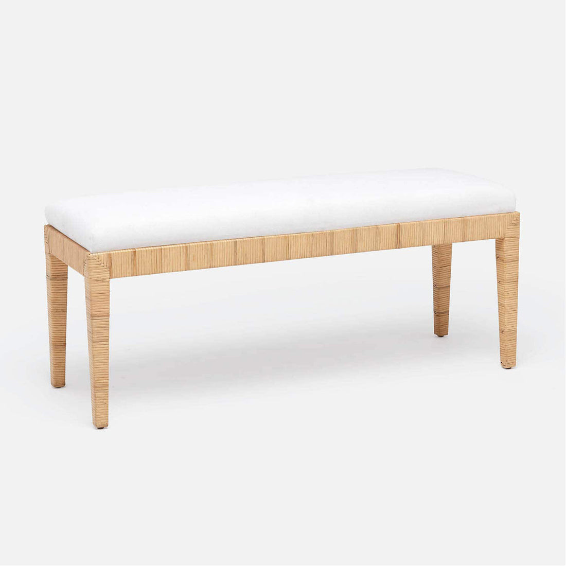 Made Goods Wren Upholstered Rattan Double Bench in Alsek Fabric