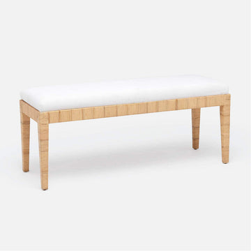 Made Goods Wren Upholstered Rattan Double Bench in Pagua Fabric