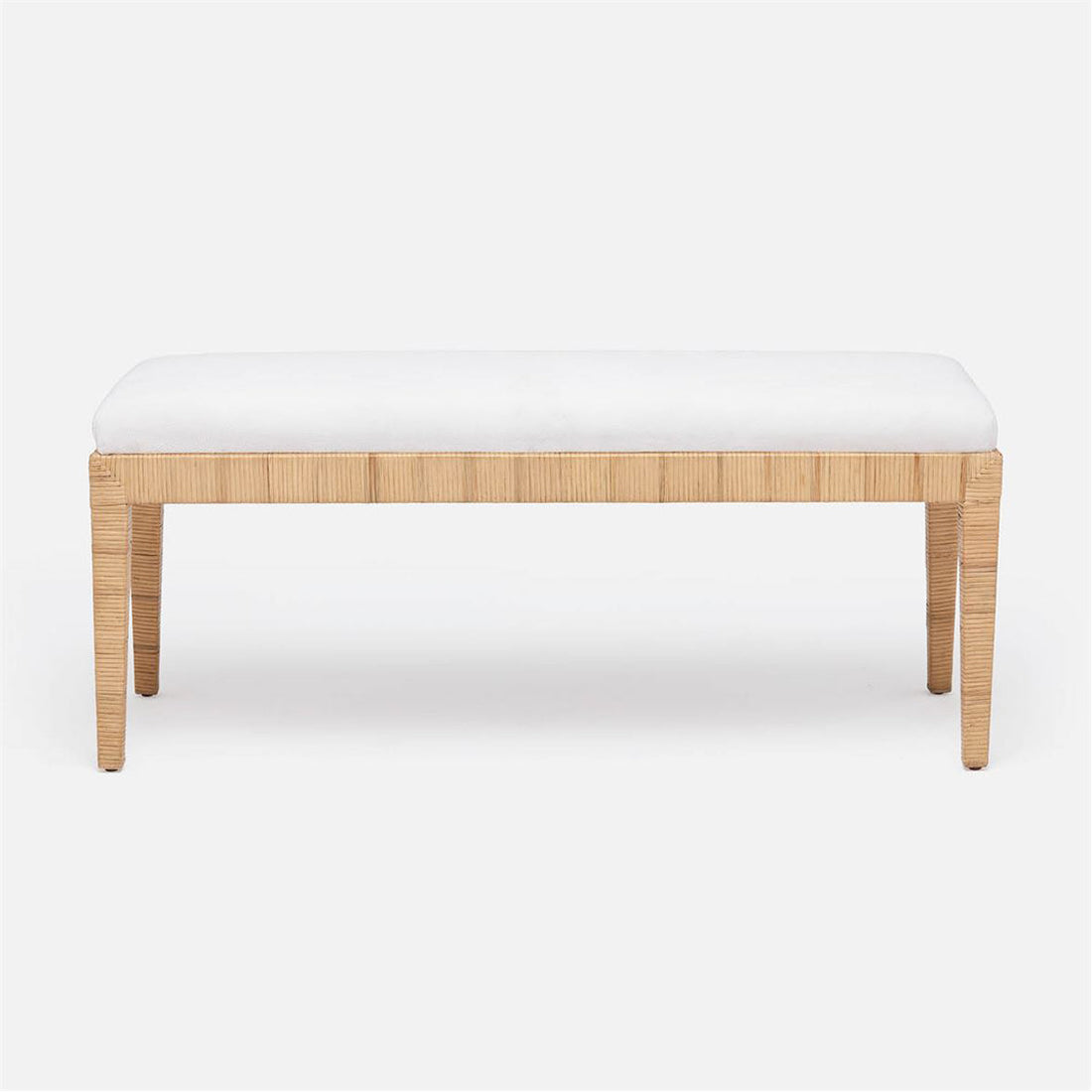 Made Goods Wren Upholstered Rattan Double Bench in Havel Velvet