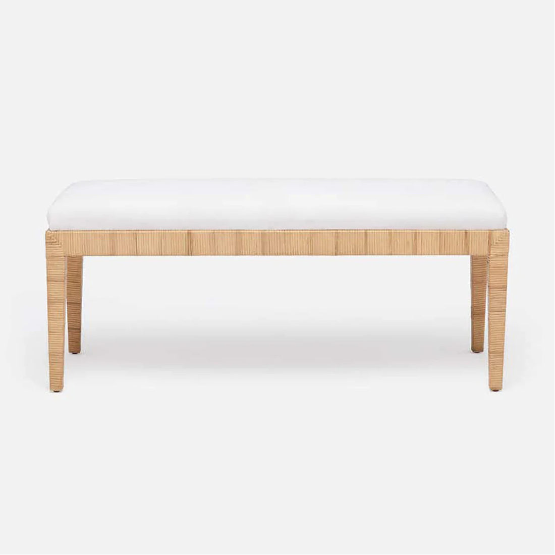 Made Goods Wren Upholstered Rattan Double Bench in Clyde Fabric