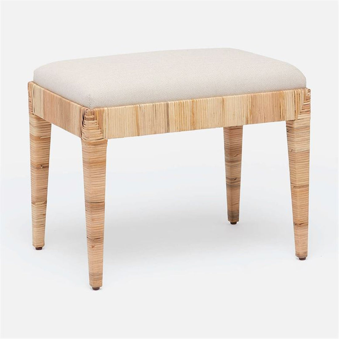 Made Goods Wren Upholstered Rattan Single Bench in Garonne Leather