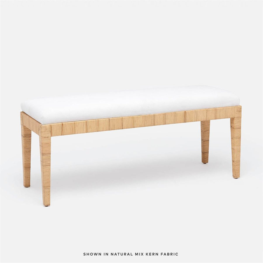 Made Goods Wren Upholstered Rattan Double Bench in Alsek Fabric