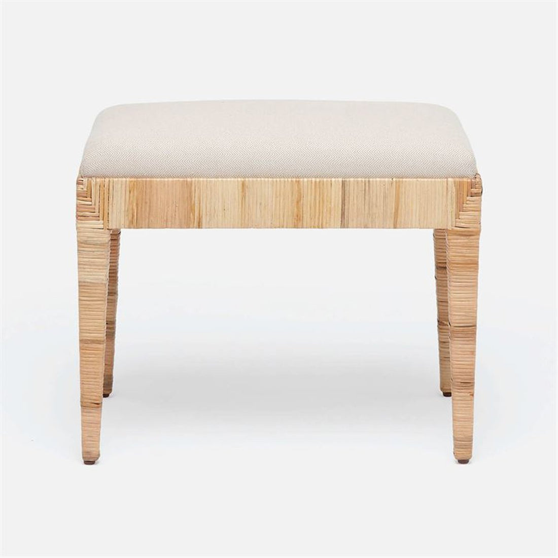 Made Goods Wren Upholstered Rattan Single Bench in Weser Fabric