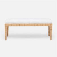 Made Goods Wren Upholstered Rattan Double Bench in Arno Fabric