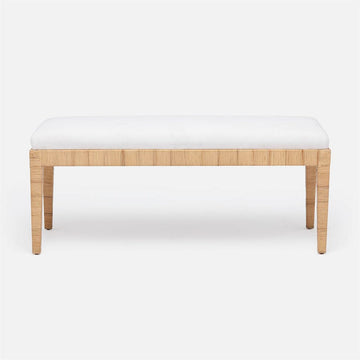 Made Goods Wren Upholstered Rattan Double Bench in Alsek Fabric