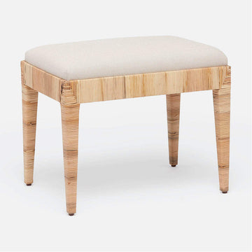 Made Goods Wren Upholstered Rattan Single Bench in Weser Fabric