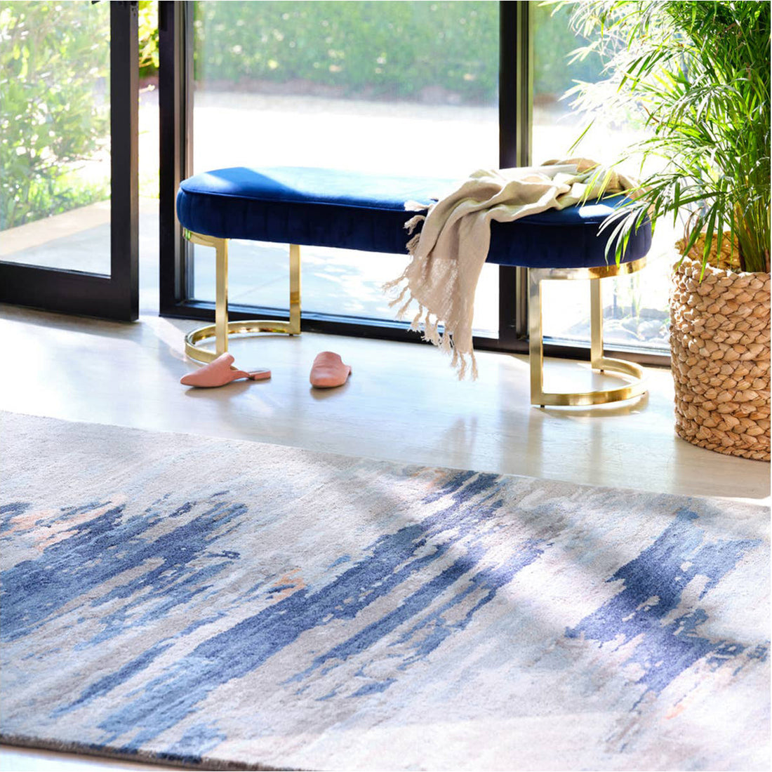 Jaipur Genesis Ryenn Abstract Blue Pink GES19 Area Rug