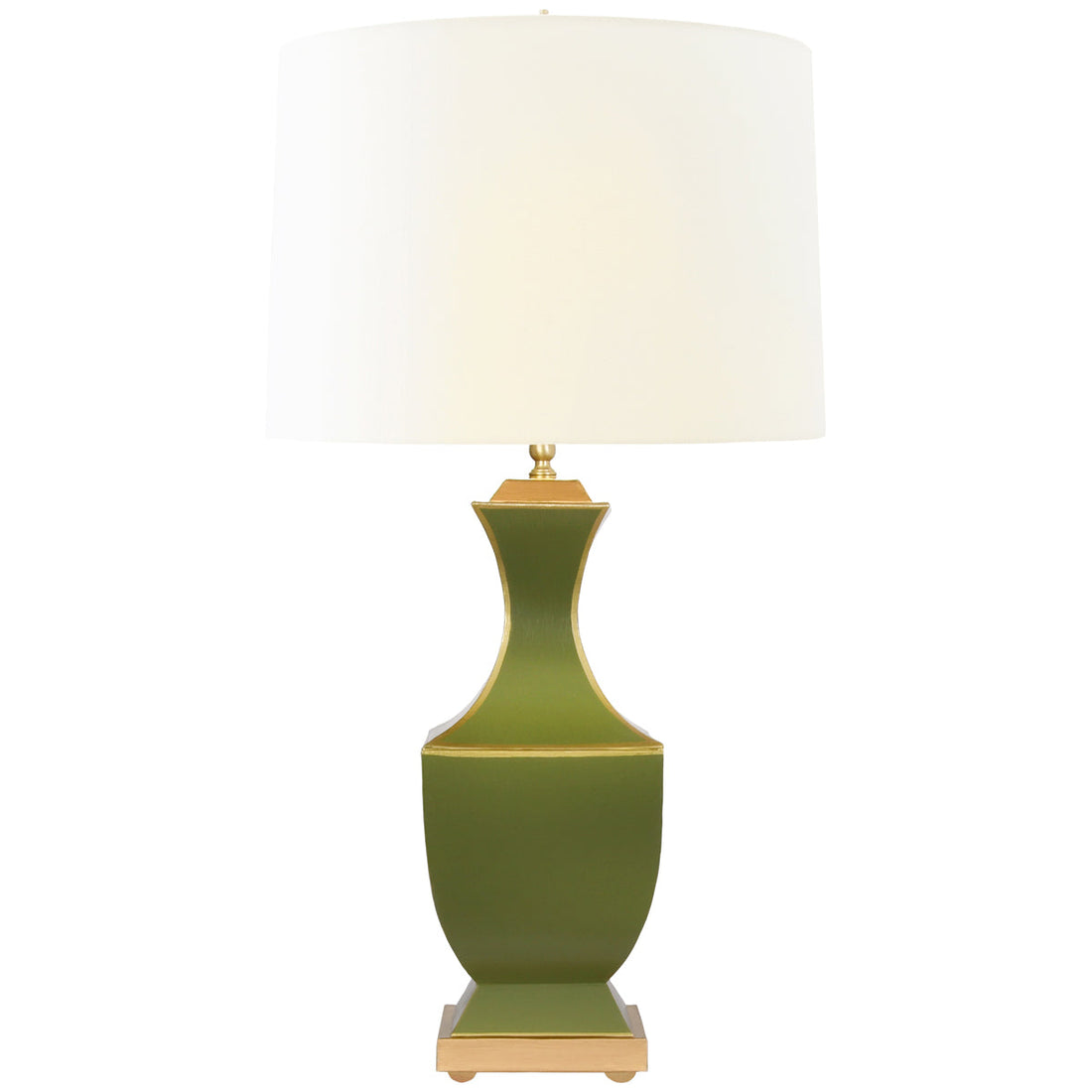 Worlds Away Handpainted Tole Table Lamp in Olive with Gold Detail