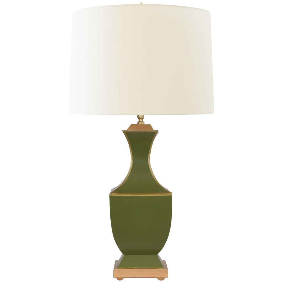 Worlds Away Handpainted Tole Table Lamp in Olive with Gold Detail