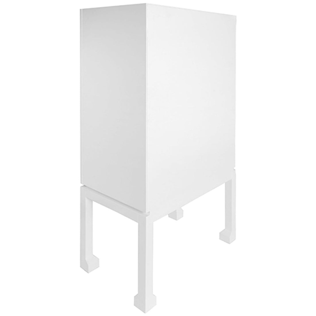 Worlds Away Bar Cabinet in Matte White with Natural Cane Doors