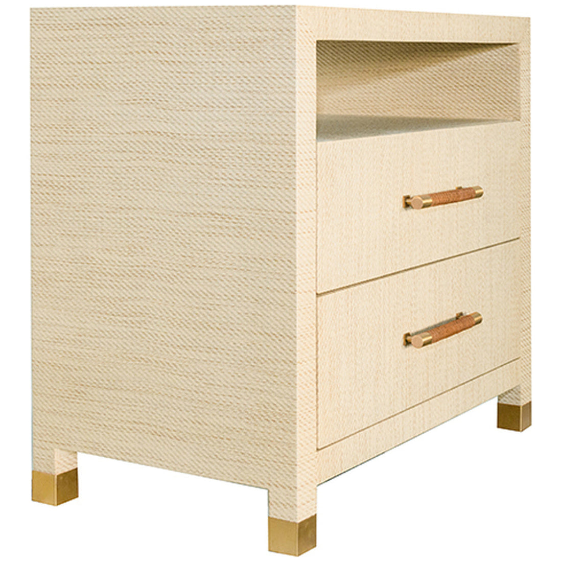 Worlds Away 2-Drawer Side Table with Rattan Wrapped Handles