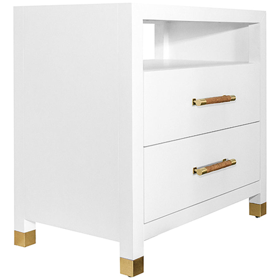 Worlds Away 2-Drawer Side Table with Rattan Wrapped Handles