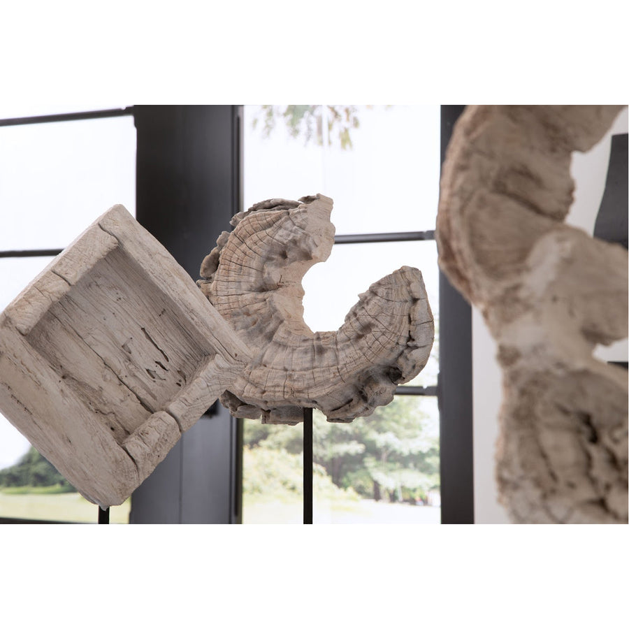 Phillips Collection Eroded Wood Block Sculpture on Stand