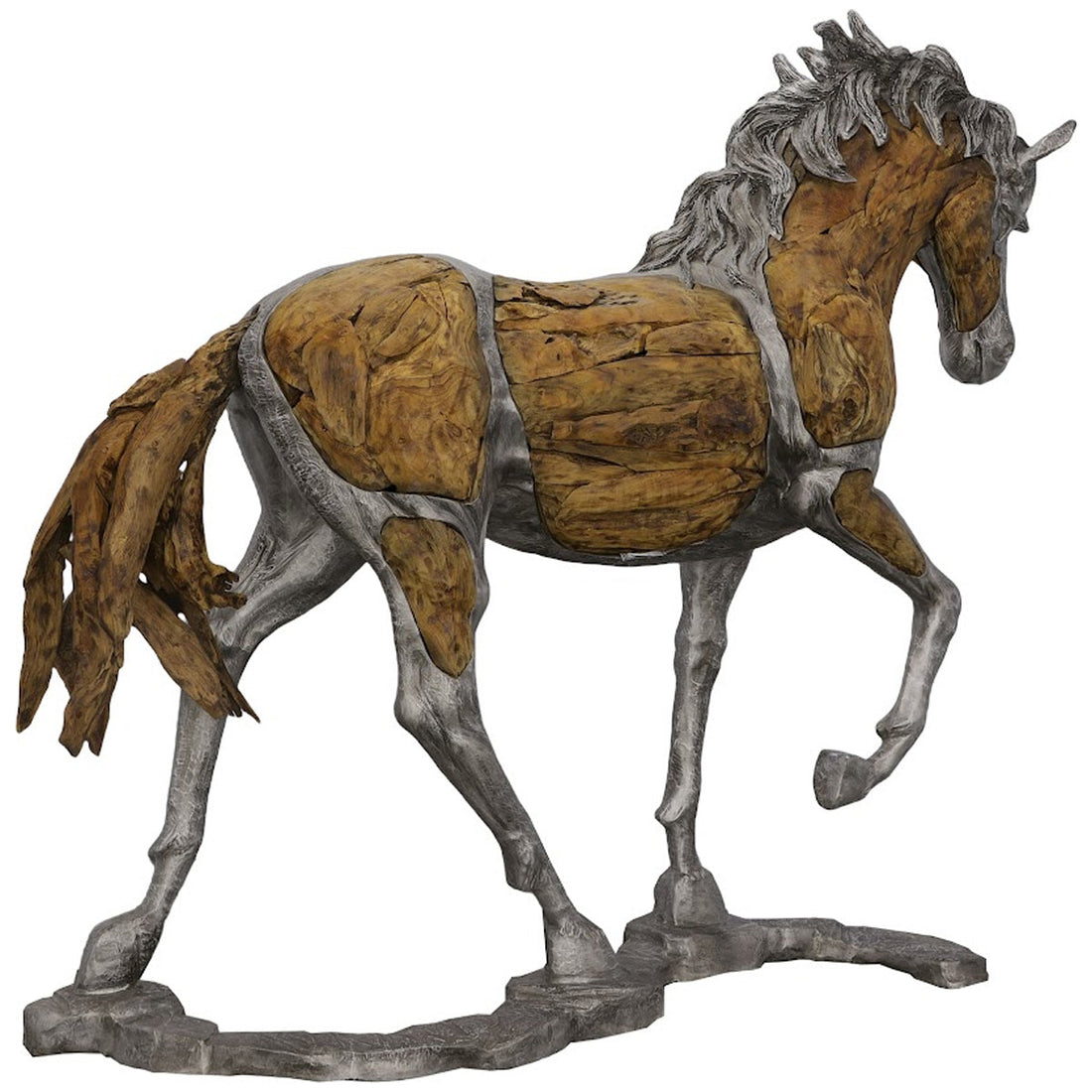 Phillips Collection Mustang Horse Woodland Outdoor Sculpture on Base