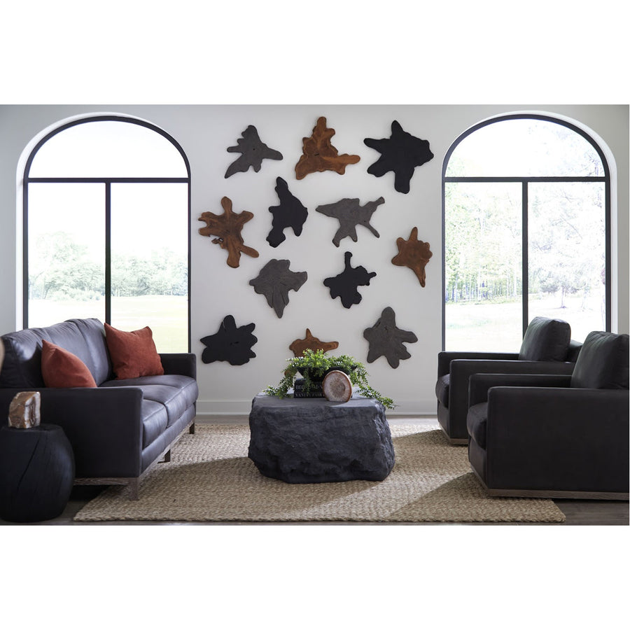 Phillips Collection Freeform Teak Medium Wall Slice - Dark Gray