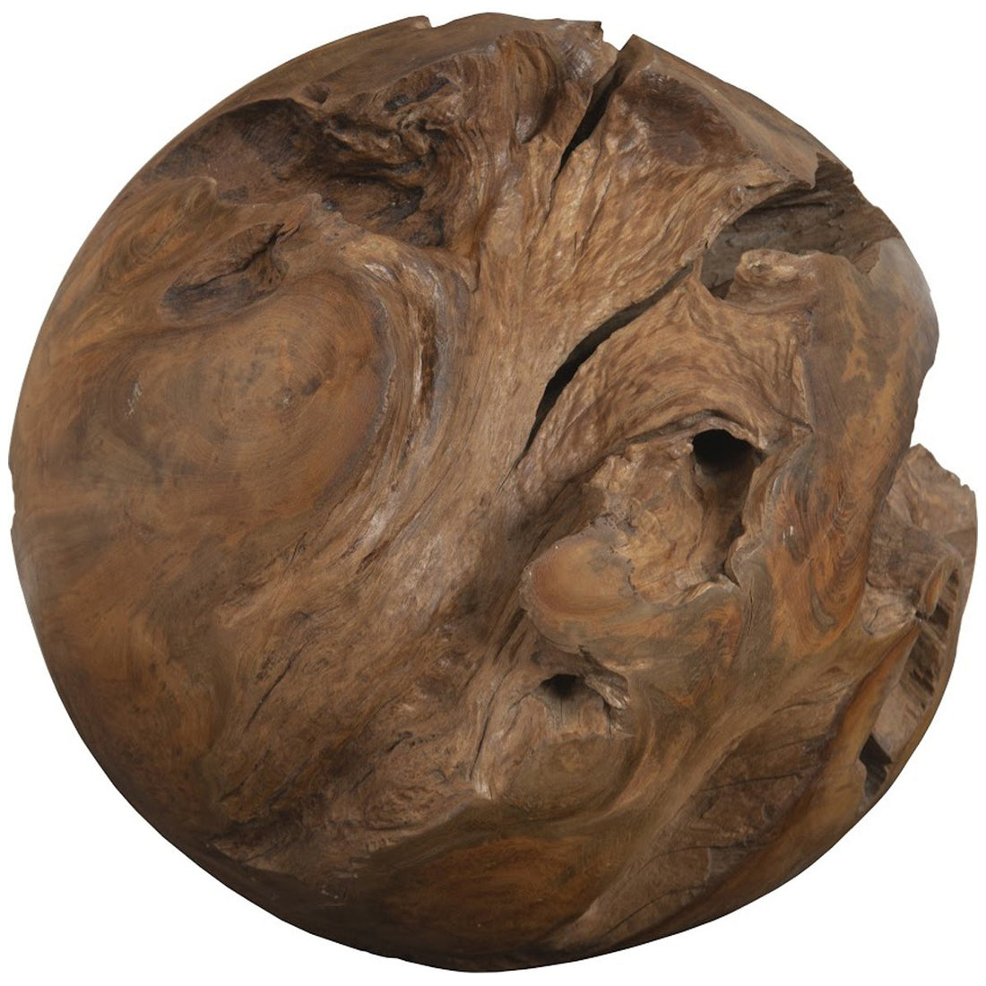 Phillips Collection Teak Wood Ball Sculpture, Large