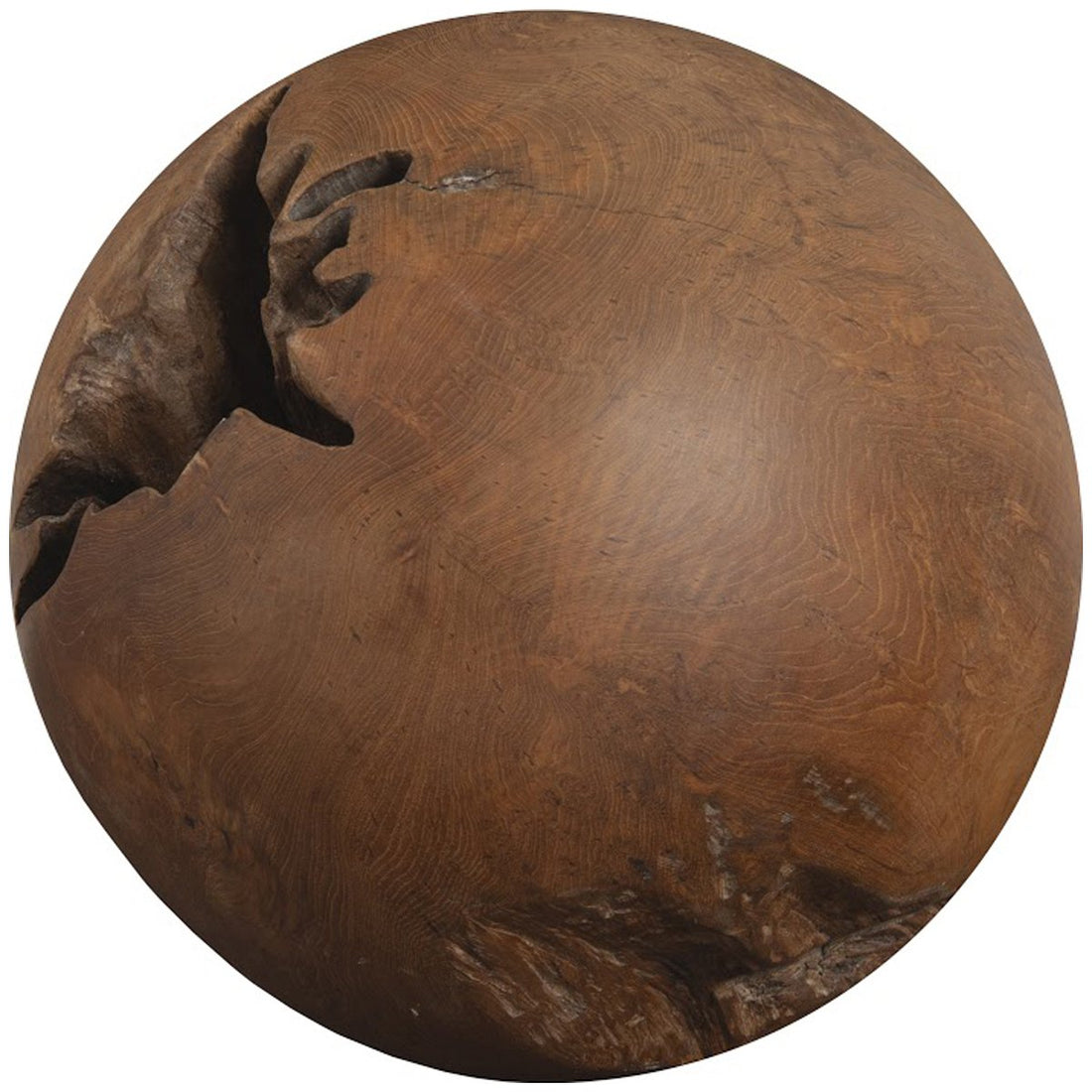 Phillips Collection Teak Wood Ball Sculpture, Medium