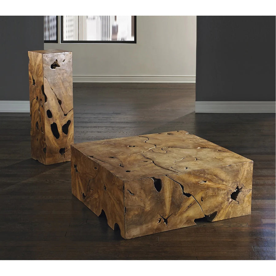 Phillips Collection Teak Slice Large Square Pedestal