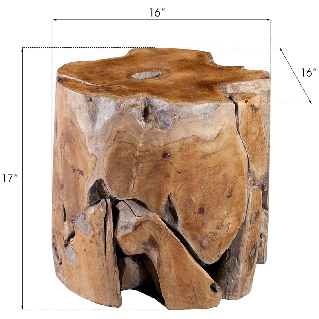 Phillips Collection Teak Chunk Stool, Round