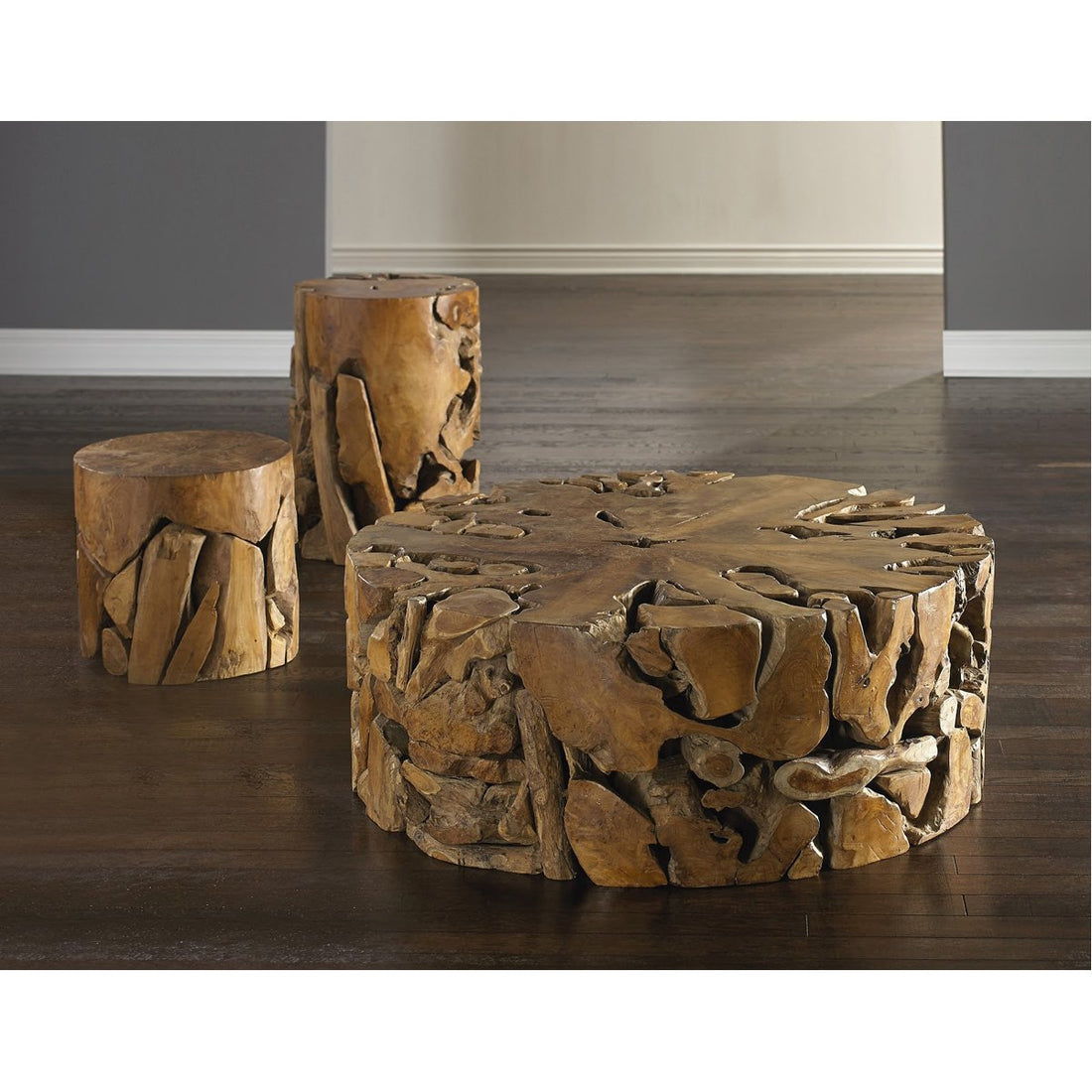 Phillips Collection Teak Chunk Stool, Round