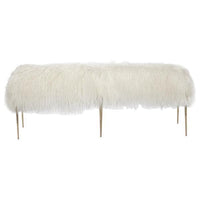 Interlude Home Stiletto Bench - Ivory Sheepskin