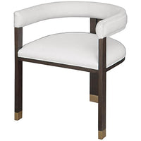 Worlds Away Modern Wooden Accent Chair with White Linen Upholstery