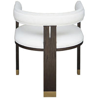 Worlds Away Modern Wooden Accent Chair with White Linen Upholstery