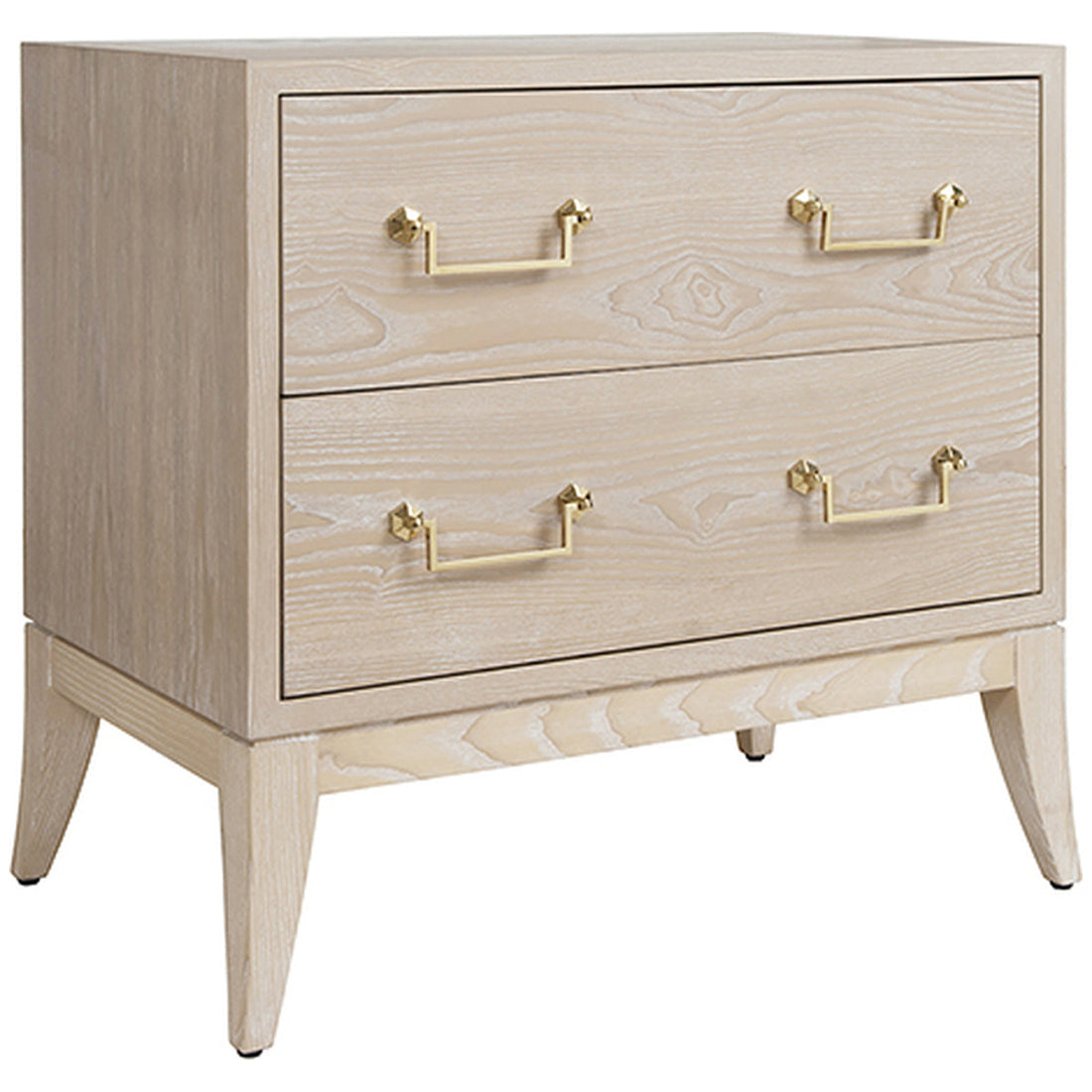 Worlds Away Sabre Leg 2-Drawer Side Table with Brass Swing Handle