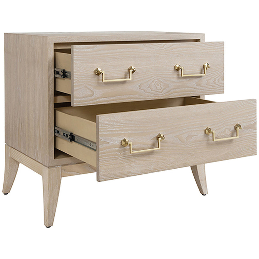 Worlds Away Sabre Leg 2-Drawer Side Table with Brass Swing Handle