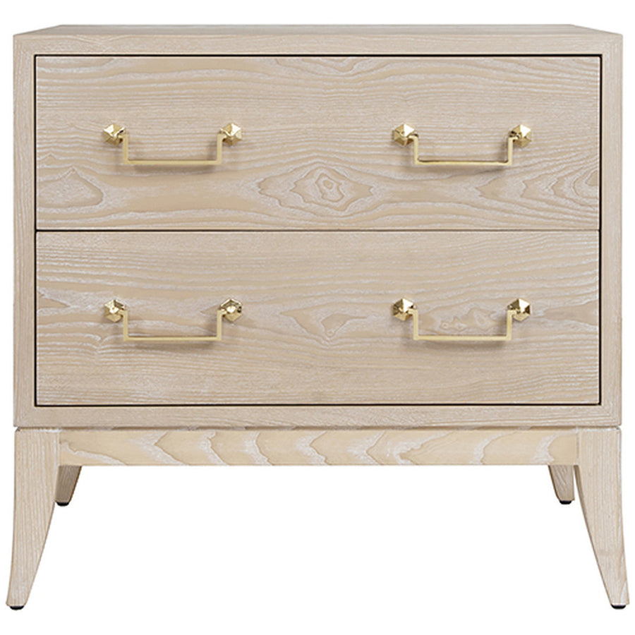 Worlds Away Sabre Leg 2-Drawer Side Table with Brass Swing Handle