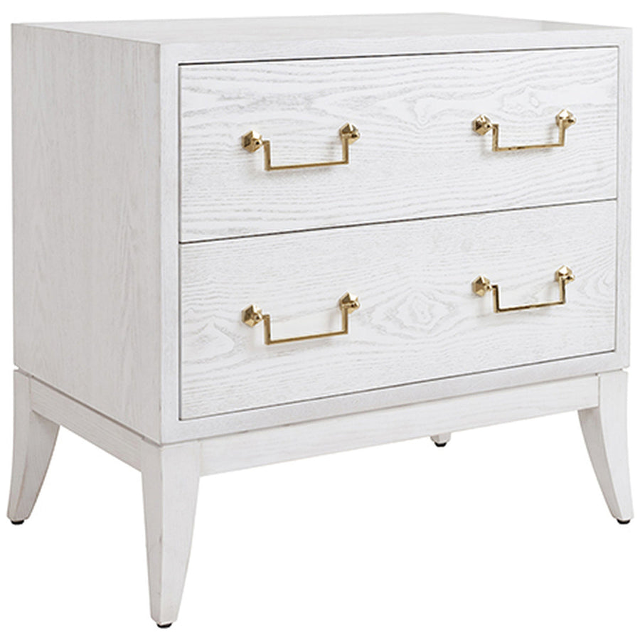 Worlds Away Sabre Leg 2-Drawer Side Table with Brass Swing Handle