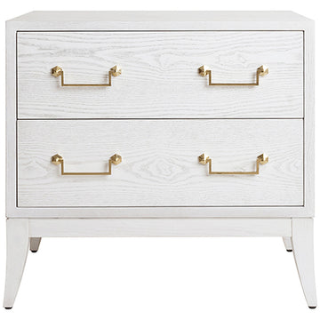 Worlds Away Sabre Leg 2-Drawer Side Table with Brass Swing Handle