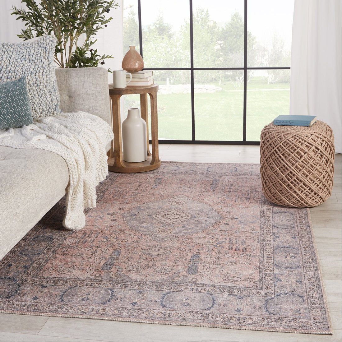 Jaipur Kindred Kadin Medallion Oriental Pink Blue KND10 Rug