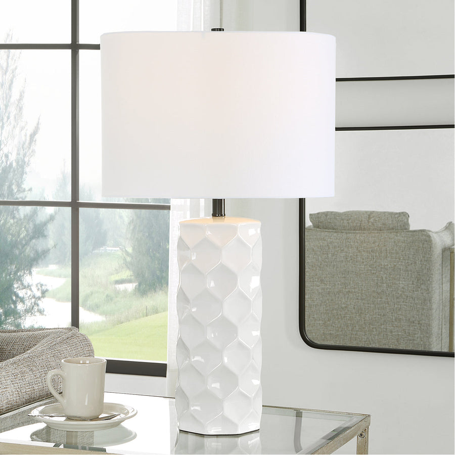 Uttermost Honeycomb White Table Lamp