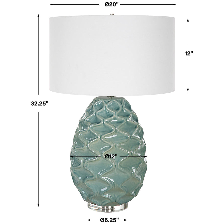 Uttermost Laced Up Sea Foam Glass Table Lamp