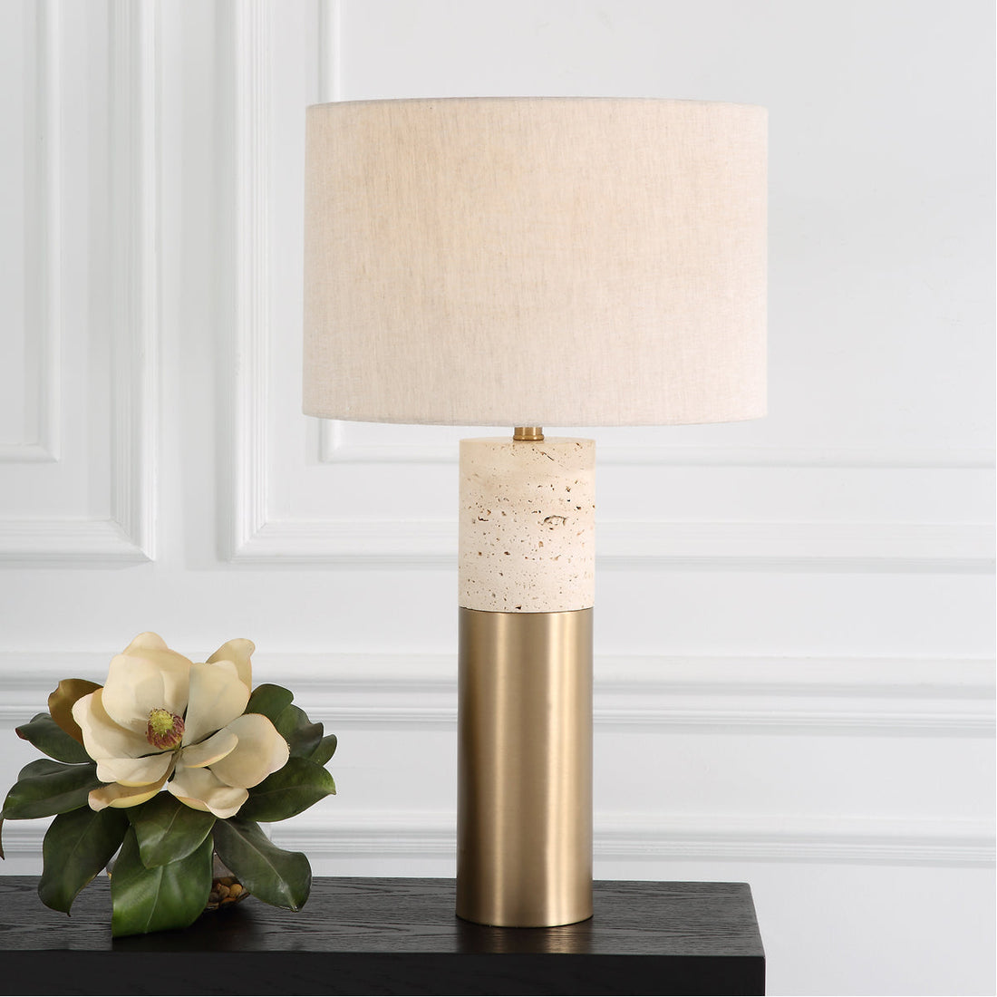 Uttermost Gravitas Elegant Brass and Stone Lamp