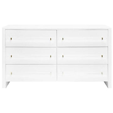 Worlds Away Luke Six Drawers Chest in Glossy White Lacquer Finish