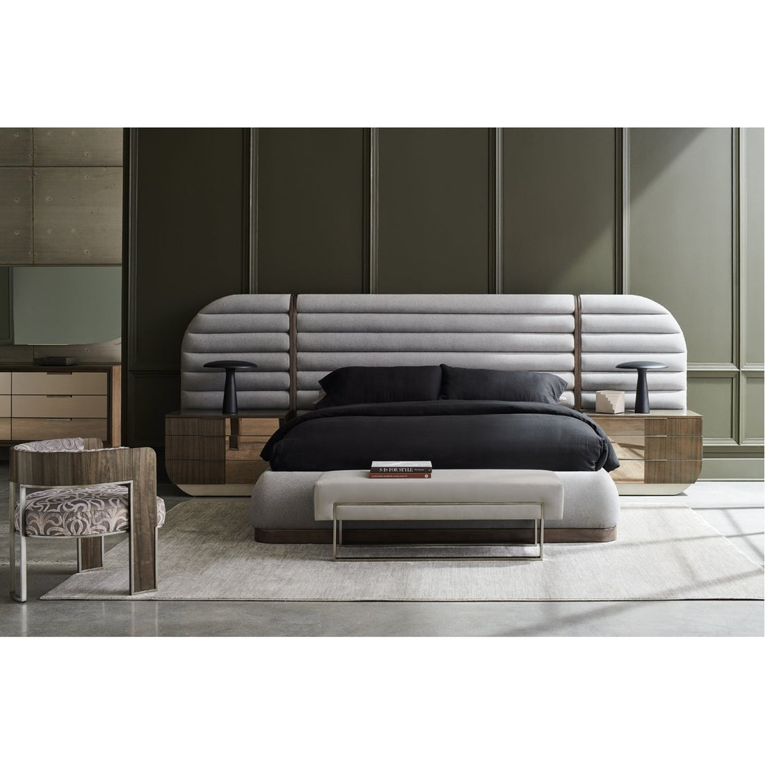 Caracole La Moda Upholstered Panel Bed with Wing Panels