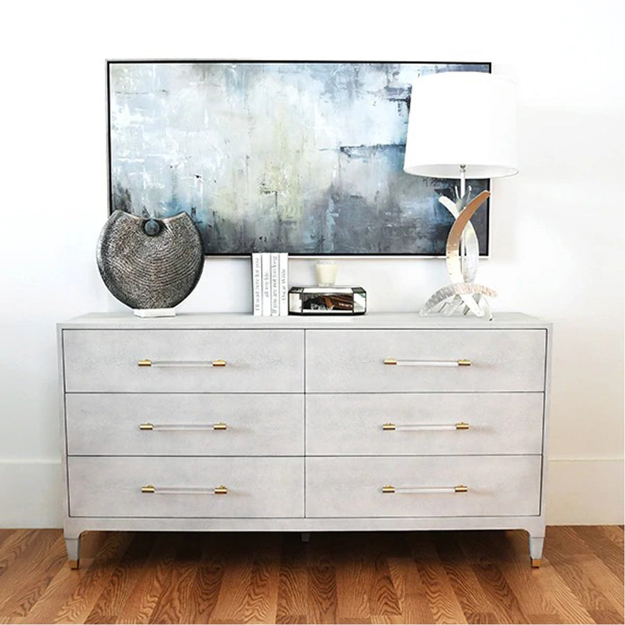 Worlds Away Maren Six Drawers Chest in Faux Shagreen