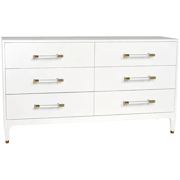 Worlds Away Maren Six Drawers Chest in White Linen